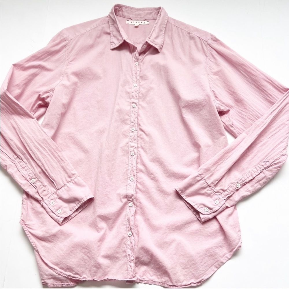 XIRENA Pink Button Down Shirt Top